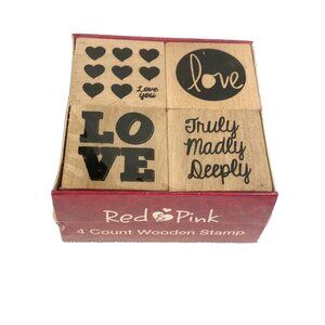 4 pack wooden love crafting stamps